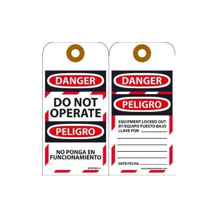 Bilingual Lockout Tags - Do Not Operate Equipment Tag-Out - 10/Pack